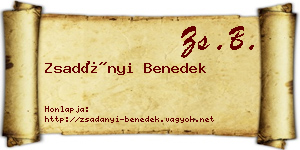 Zsadányi Benedek névjegykártya